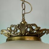 Regency glas pendant with ornate brass crown