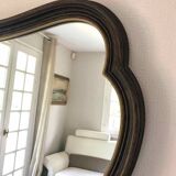 Grand miroir horizontal ancien bois naturel mouluré