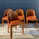 4 vintage Art Deco chairs in wood and cognac leather