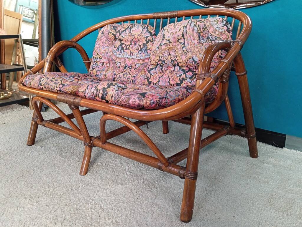 80s rattan bench
