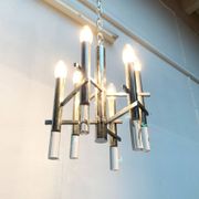 Italian chrome and acrylic chandelier from the space age mid-century by Gaetano Sciolari, 1960s.