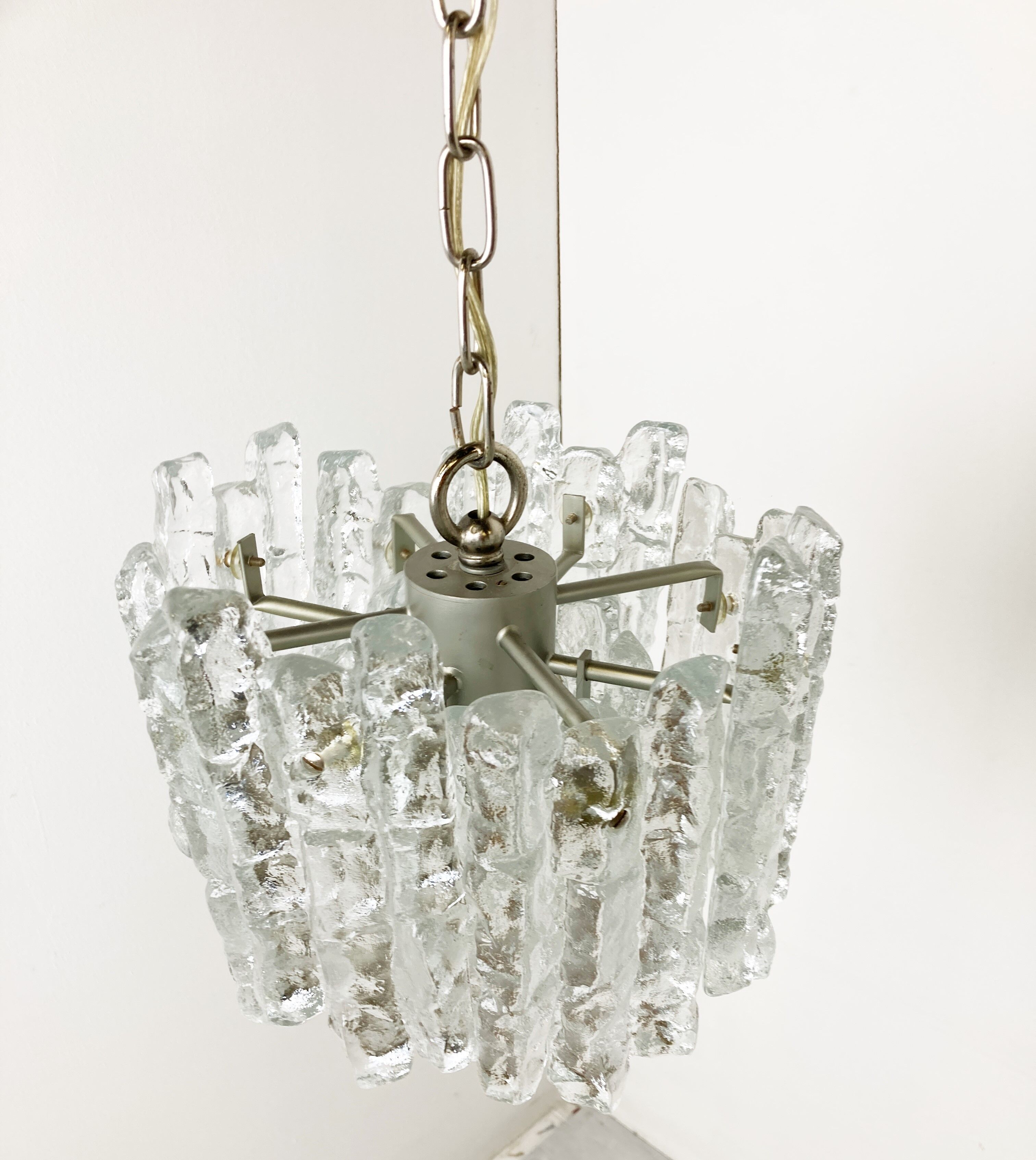 Ice crystal pendant light by Kalmar, 1960s