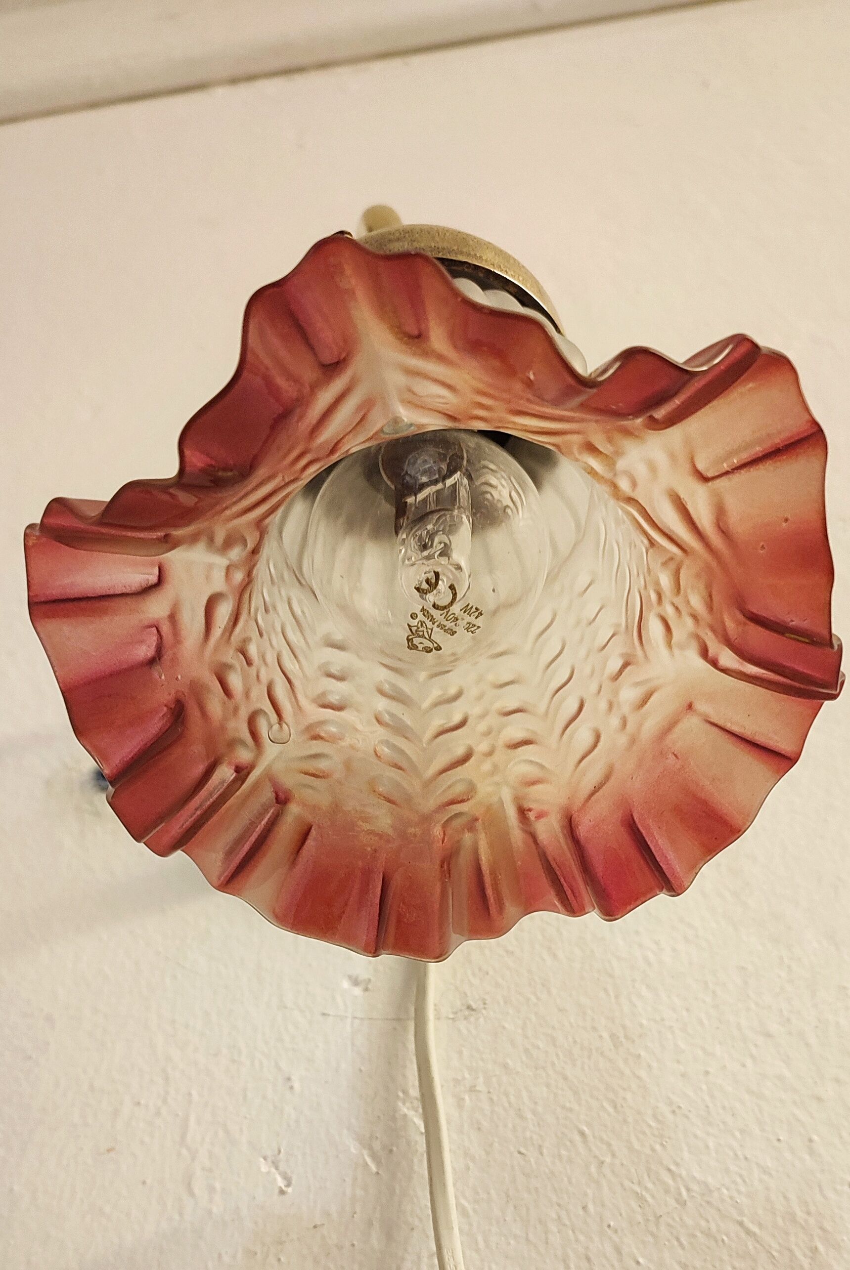Bronze and glass wall lamp. Spain, 1940s.