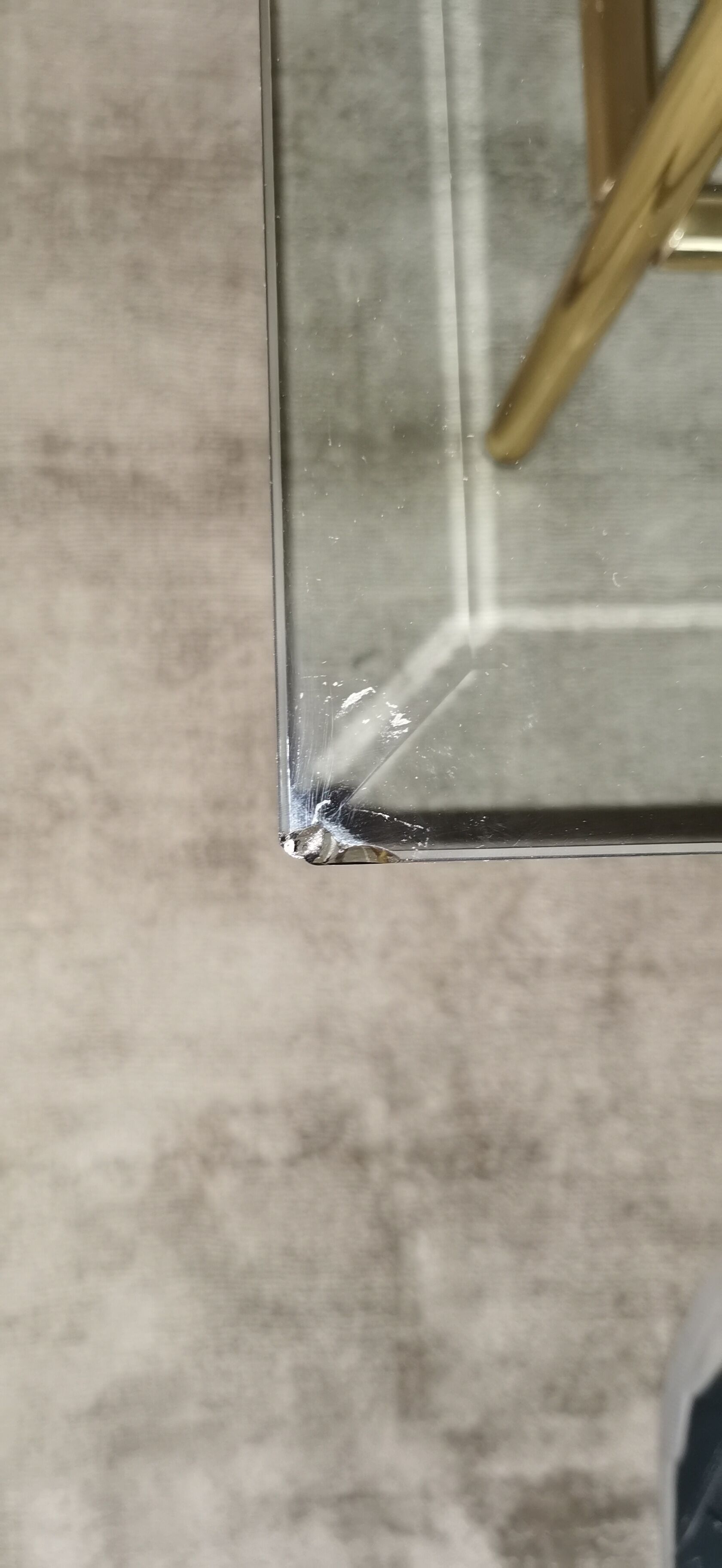 Coffee table glass and gold metal 80s