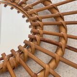1960s rattan sun mirror.