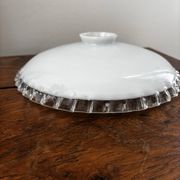 Vintage abat jour suspension en opaline blanche effet dentelé