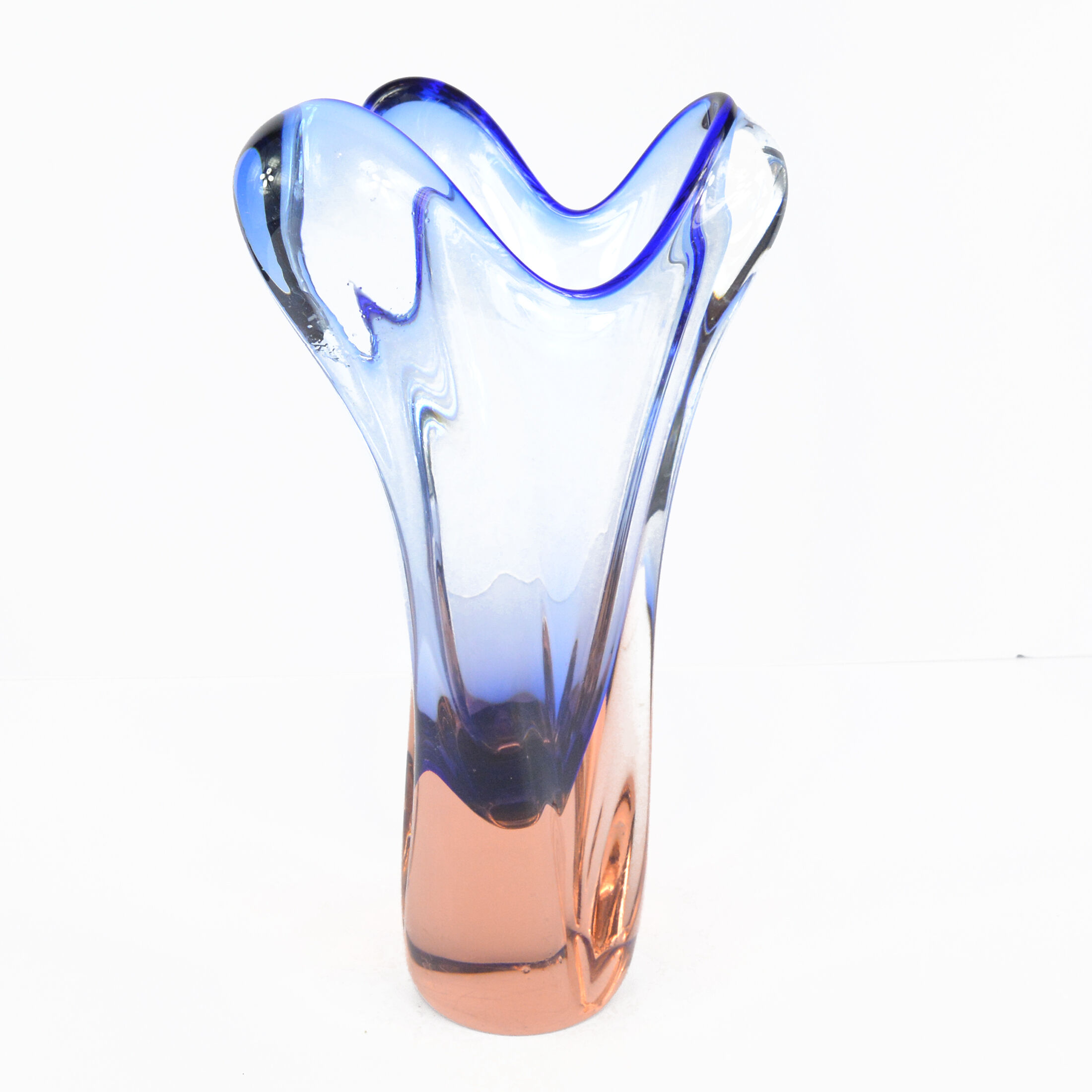 1960s organic modern vase, designed by J. Hospodka, Chribska Sklarna, Czechoslovakia