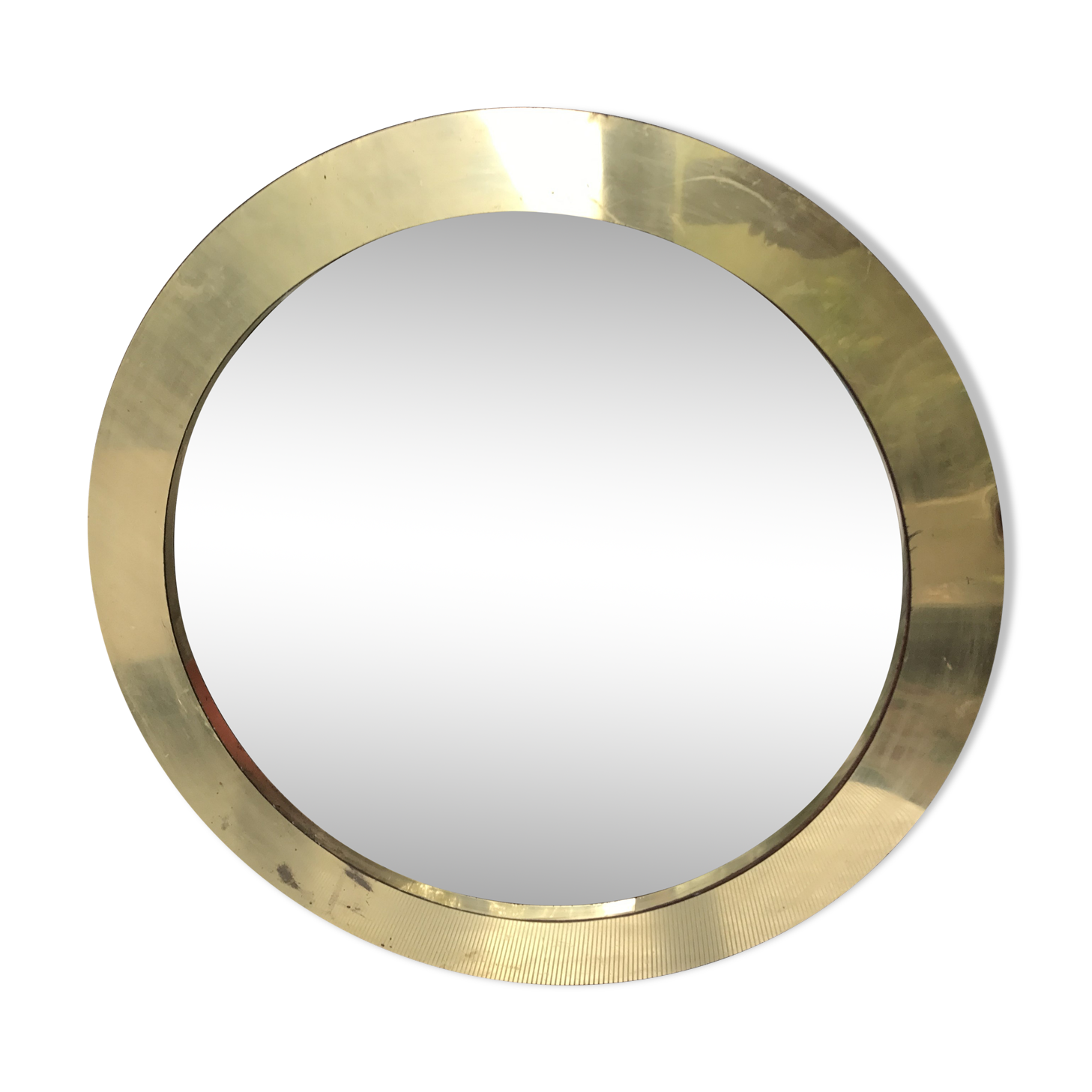 Miroir rond en laiton acier doré 66 x 66 cm