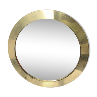 Miroir rond en laiton acier doré 66 x 66 cm