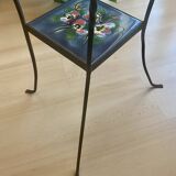 Vintage wrought iron and ceramic side table from Vallauris