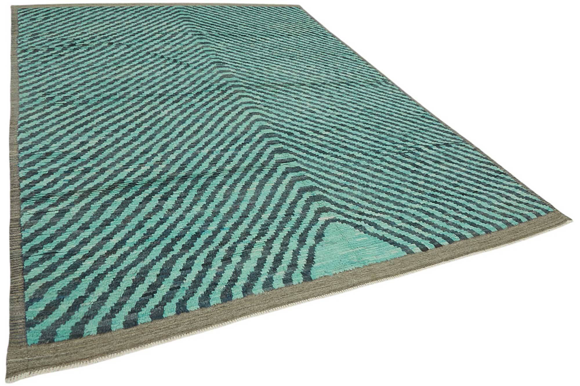 Handmade Turkish One of a Kind 258 cm x 366 cm Blue Wool Carpet