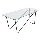 Table basse verre et acier années 50' forme libre