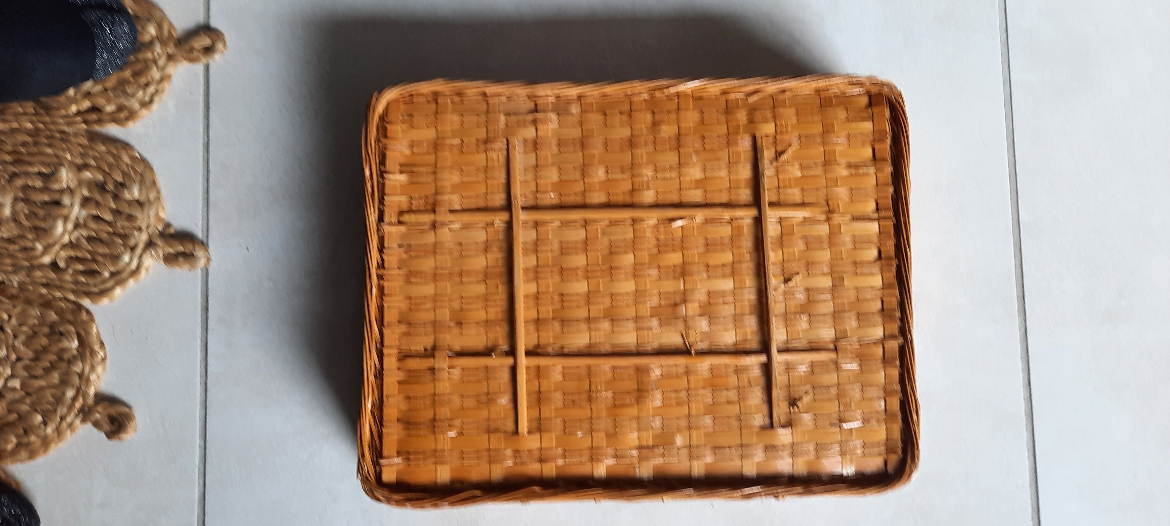 Basket covered Asian rattan