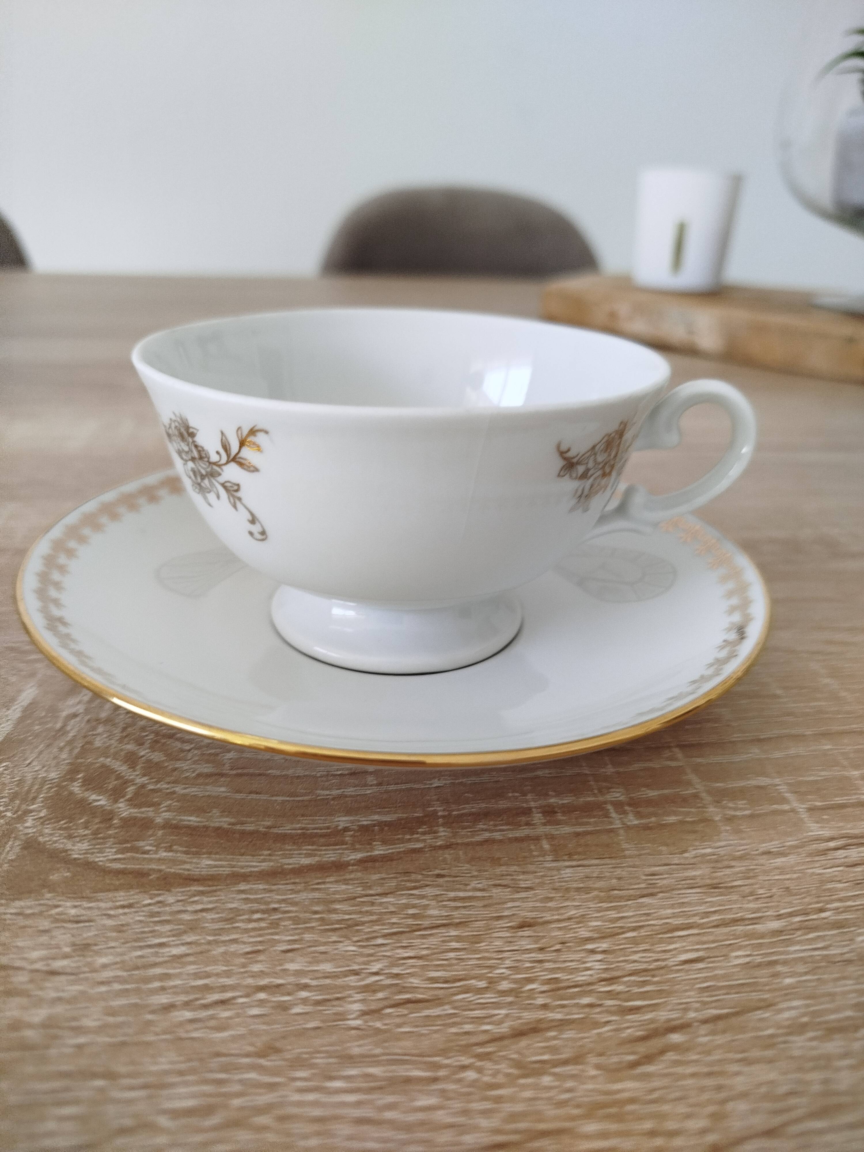 Tea/coffee service in porcelain from Foëcy - Louis Lourioux - vintage 1950s