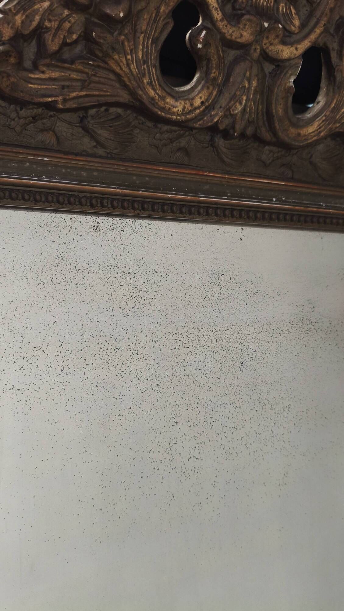 Large antique mirror Napoleon III style Louis XVI gilded stucco wood 19th century 120x85