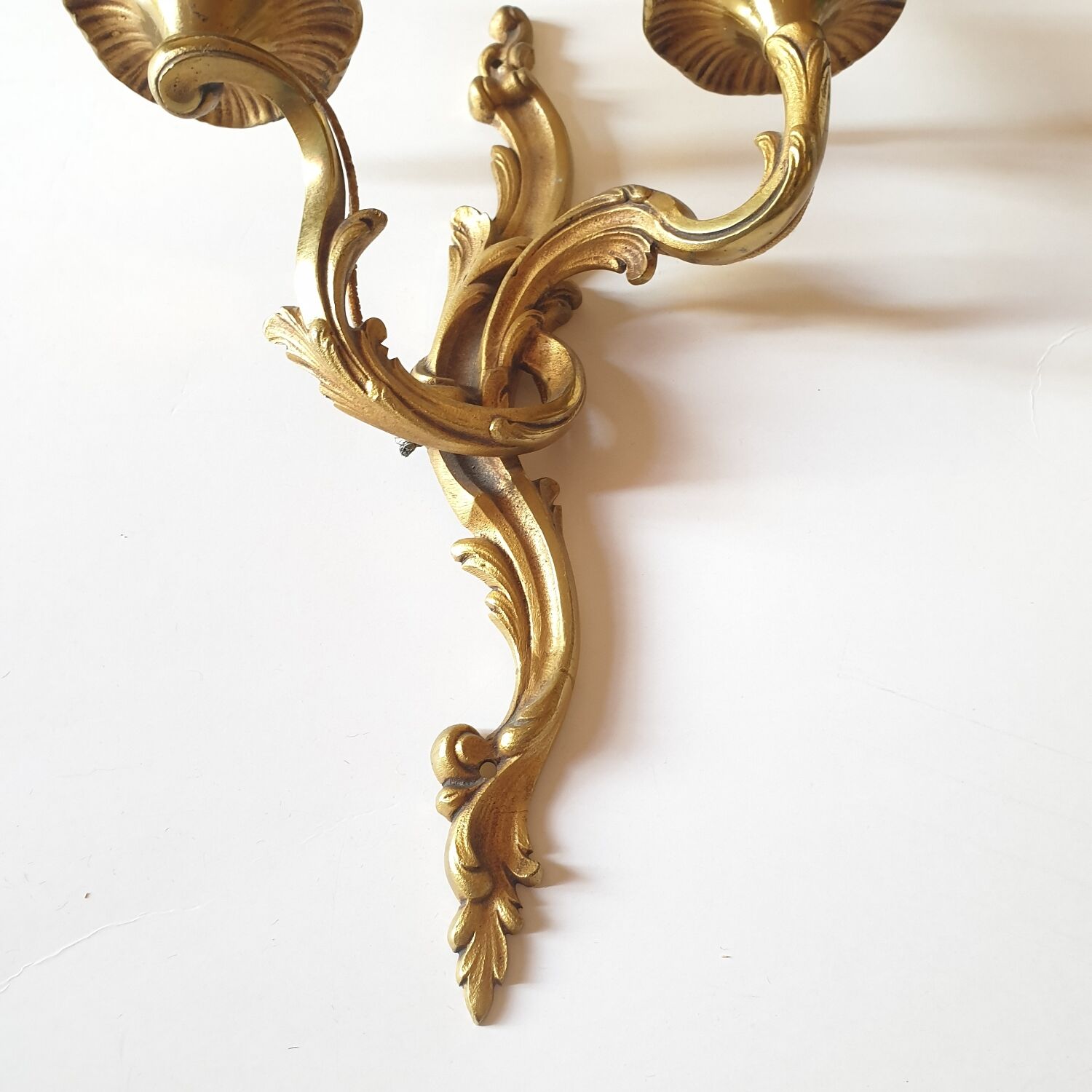 Pair of wall lamp in gilded bronze XXth style Louis XV France