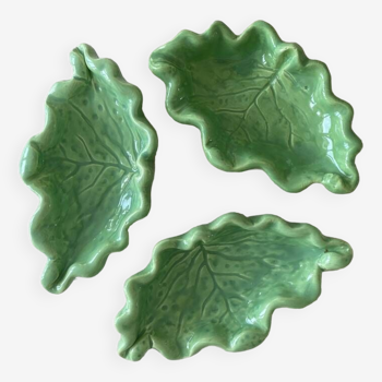 Set of 3 Vallauris cups - Green leaves