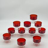 Set of glasses / champagne glasses, Luminarc, ruby / vintage red
