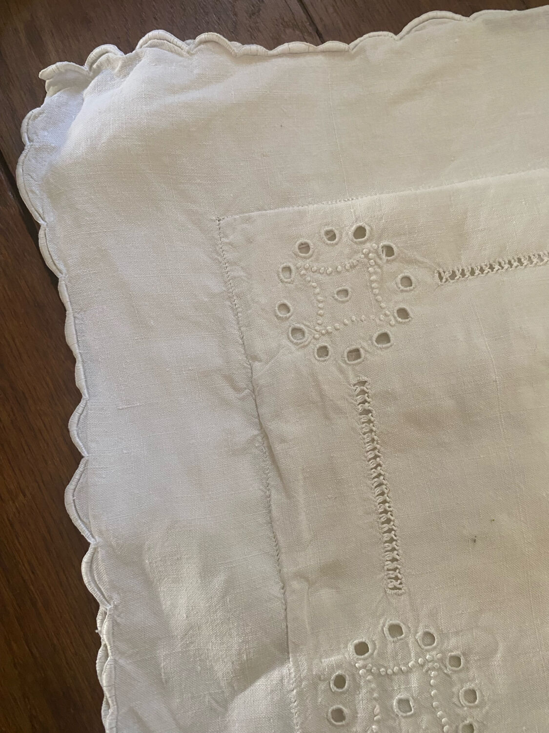 Embroidered openwork pillowcase, early 20th century.