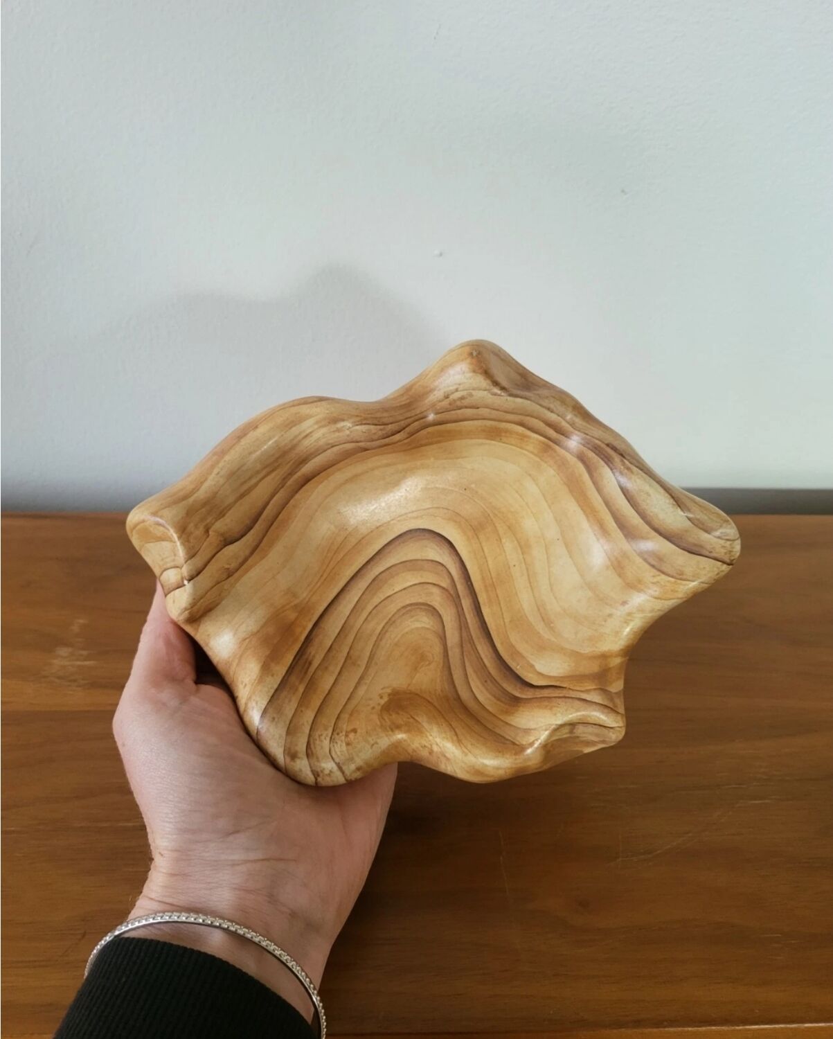 Ceramic pocket tray imitation wood Vallauris