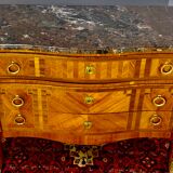 Chest of drawers with curved façade, transition style, in veneer of precious wood