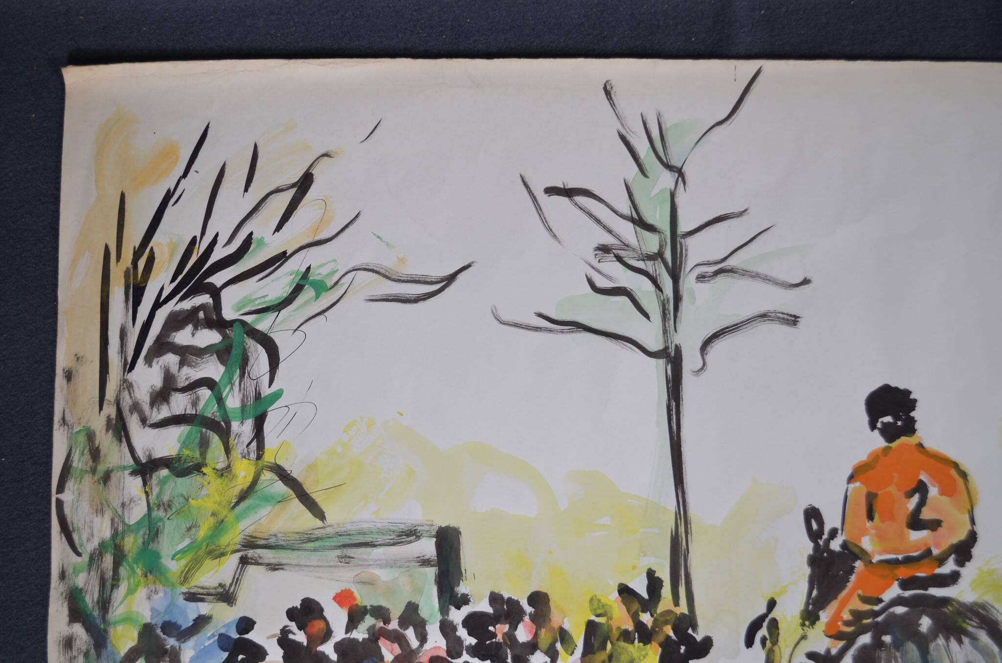 Alain Desormeaux (1931-2010) "The Riders" 1971 Oil on strong paper, signed and dated