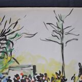 Alain Desormeaux (1931-2010) "The Riders" 1971 Oil on strong paper, signed and dated