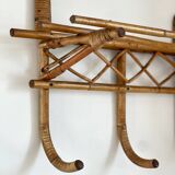 1960s rattan wall hook shelf
