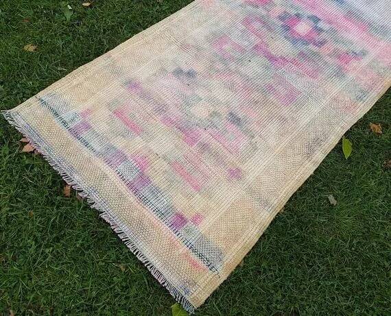 Vintage Turkish hallway rug 92x492 cm