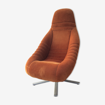 Vintage rotating armchair, ochre velvet