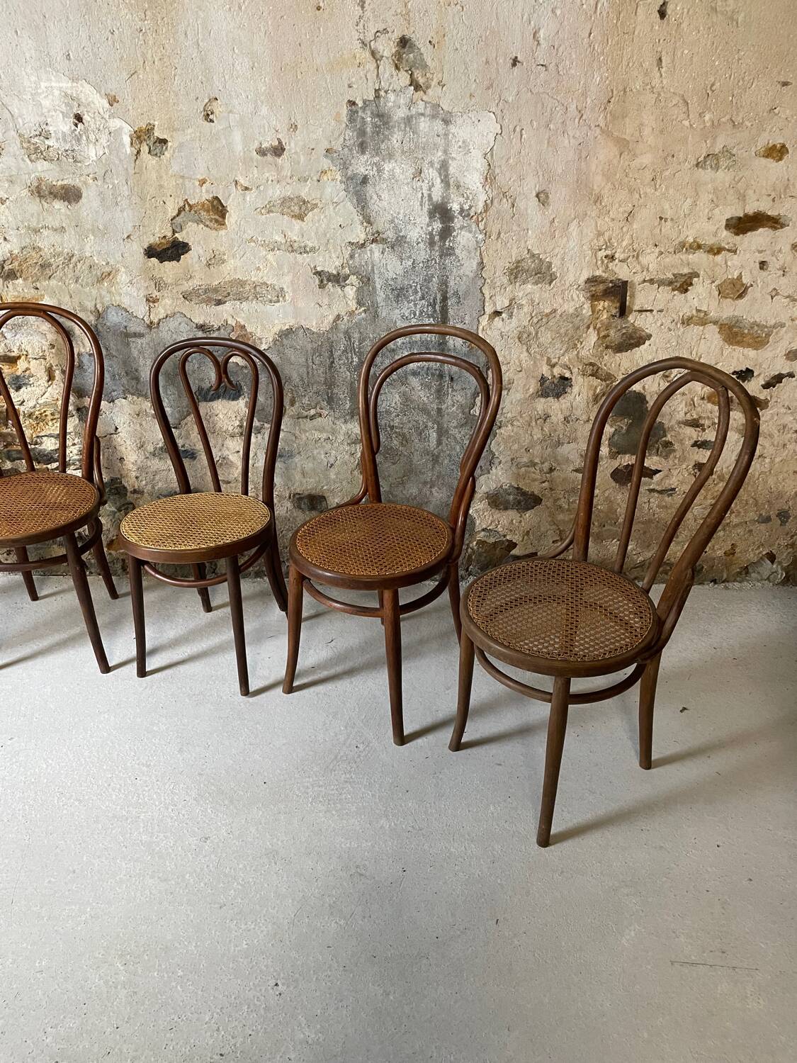 Lot de 5 chaises bistrot bois courbé cannage