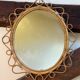 Oval rattan mirror from the 1950s France