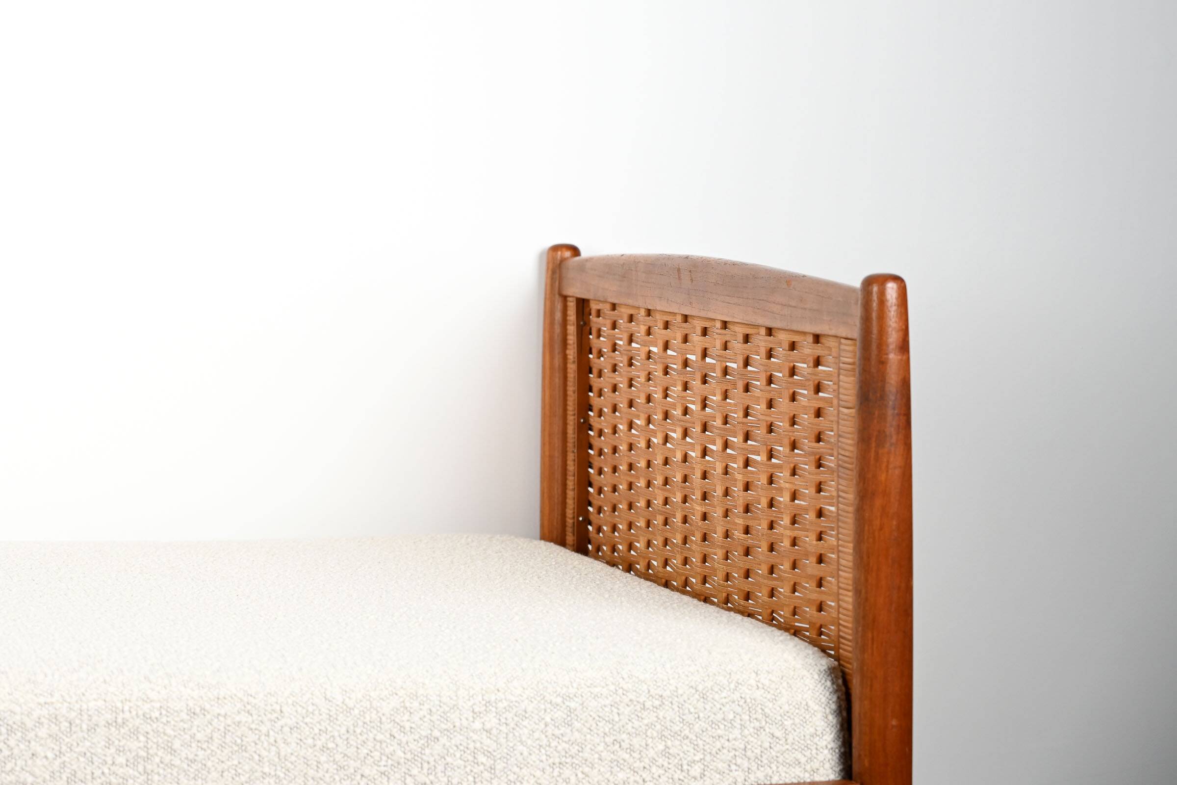 Danish teak bed from the 1960s / reupholstered mattress
