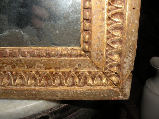 Miroir époque louis XVI bois sculpté, entièrement d'origine, miroir d'origine au mercure dans l'état