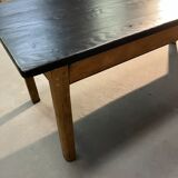 Oak farmhouse table, black top