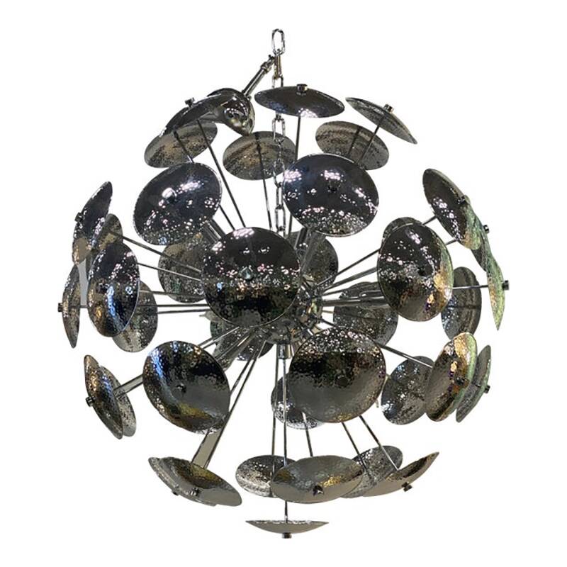Lustre spoutnik contemporain italien en laiton fait à la main