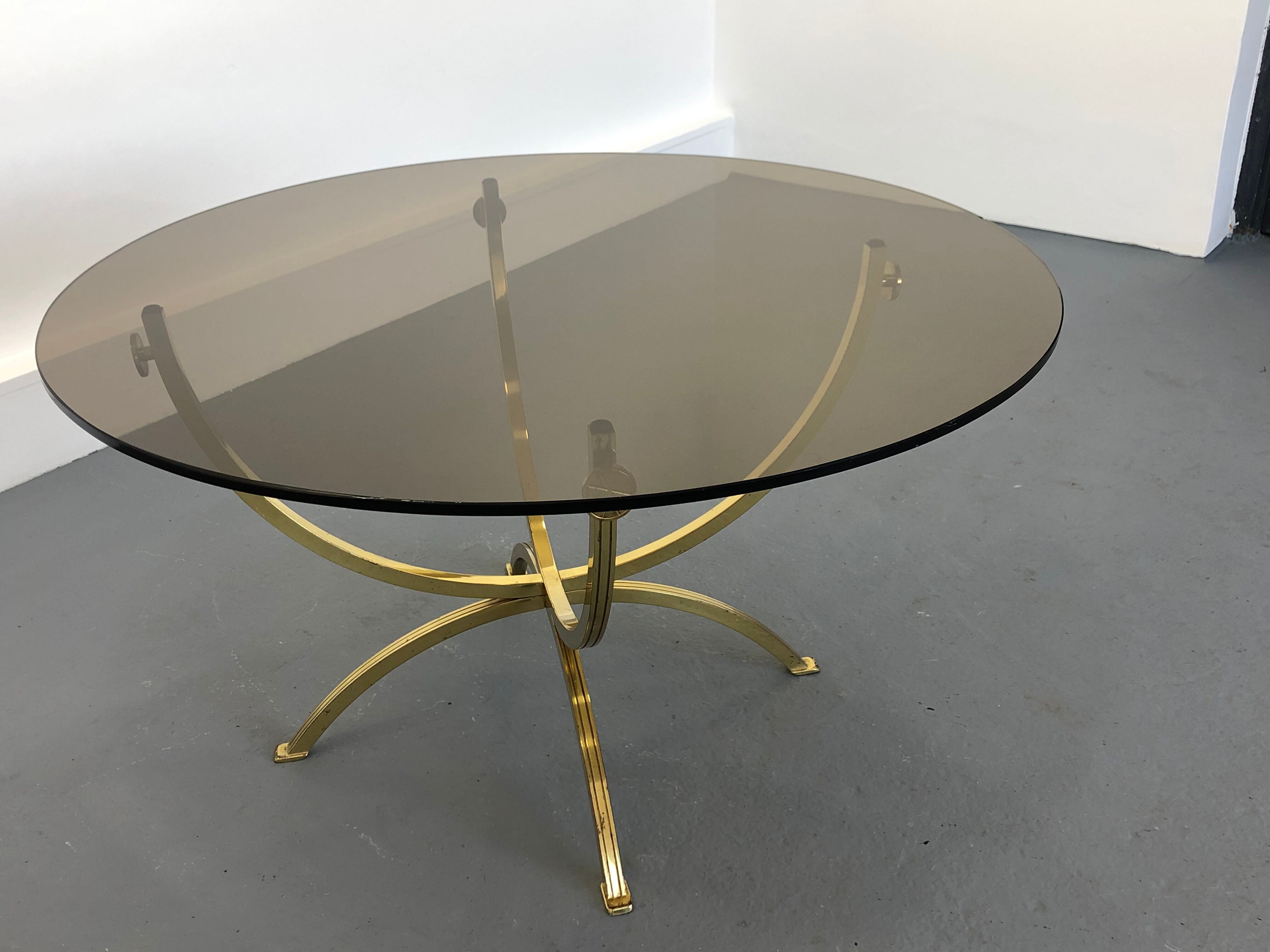 Brass and Smoked Glass Coffee Table,1970s