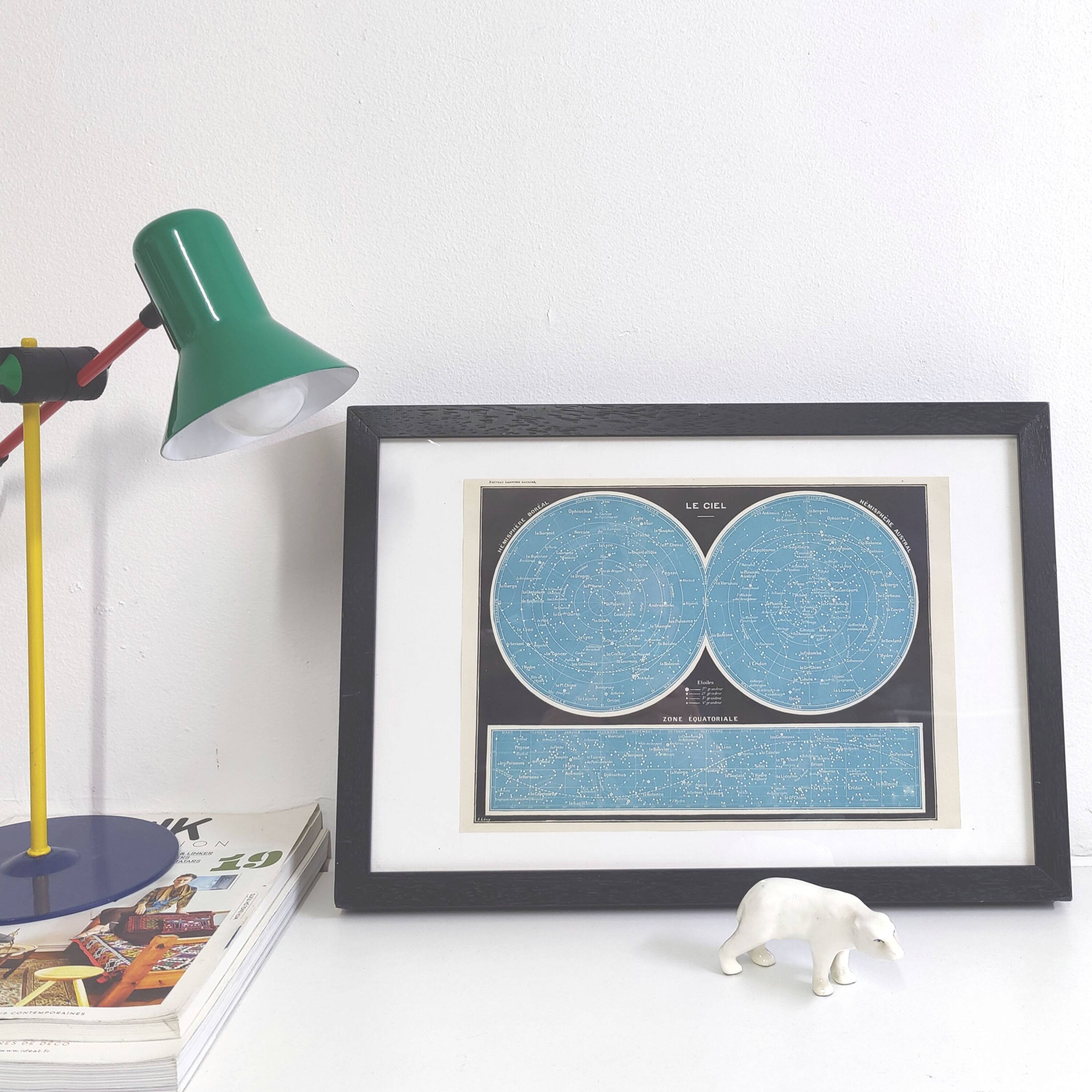 Lithograph plate of the sky, stars and astronomy 1900