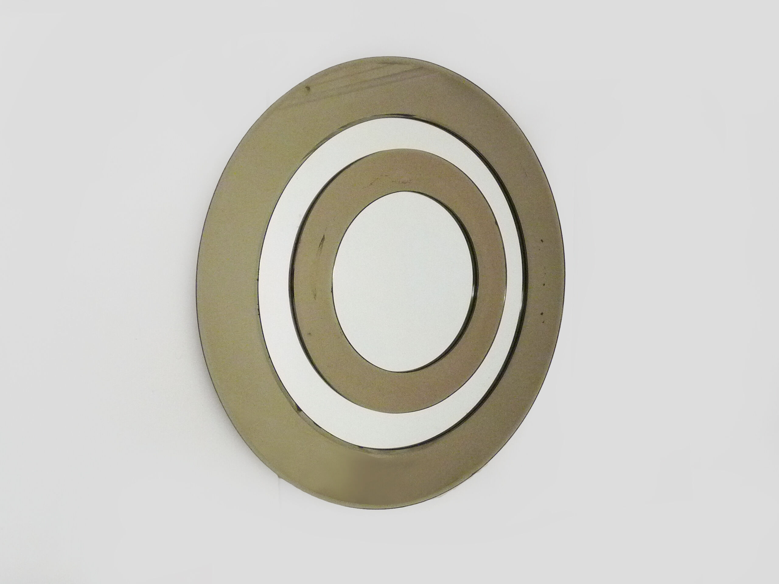 Beveled mirror round smoked glass with 2 shades, Italy