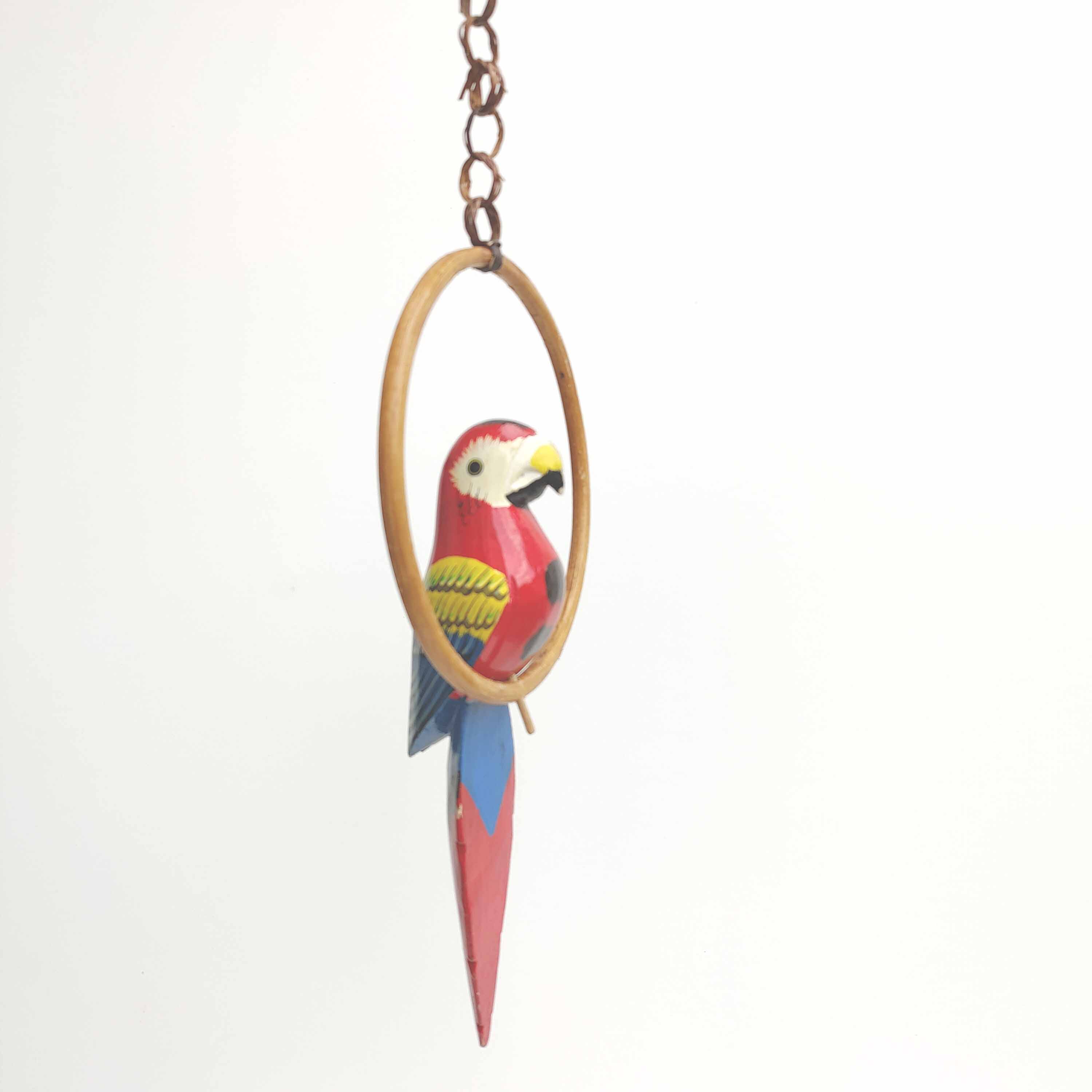 Suspension parrot wood and rattan