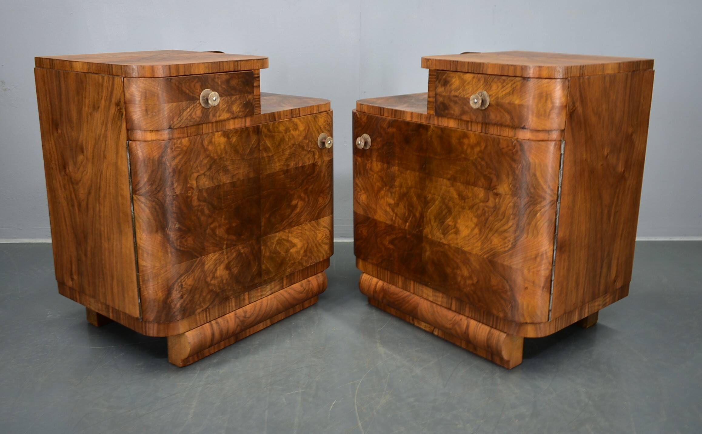 1935s Pair of Art Deco Bedside Tables, Czechoslovakia