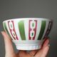 4 coffee bowls made of Badonviller earthenware, Art Deco decor from the vintage 1940s-1950s.