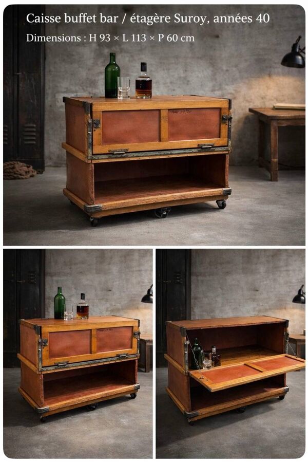 Caisse buffet bar / étagère – Mobilier industriel « Suroy »