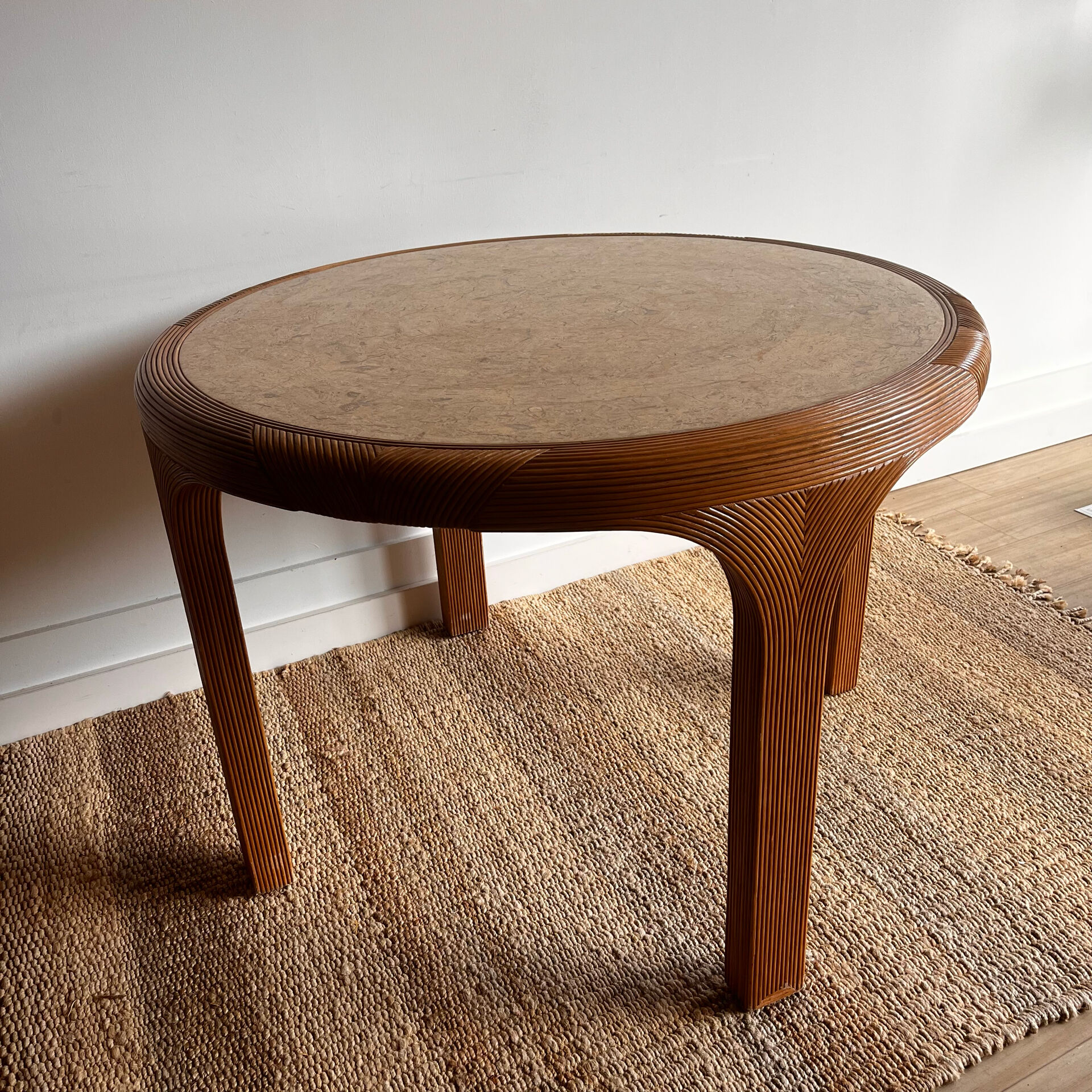 Vivai del Sud rattan dining table — Italy, 1970s