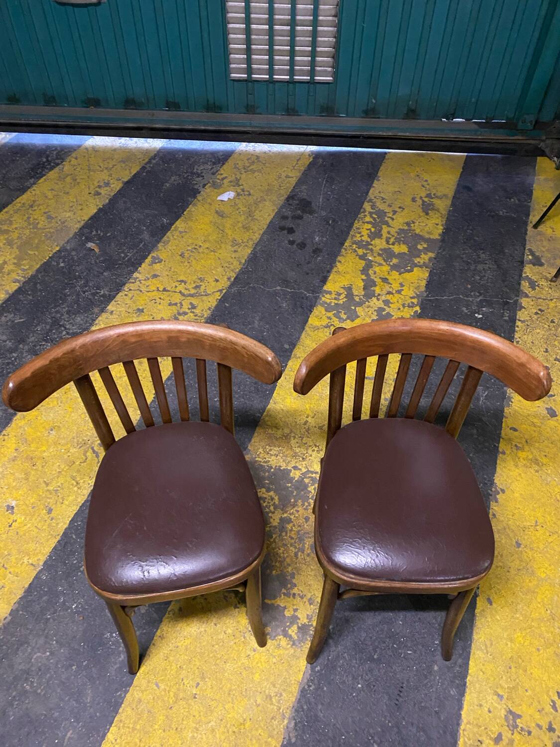 Baumann-style faux leather bistro chairs