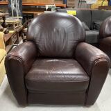 Brown leather club chair