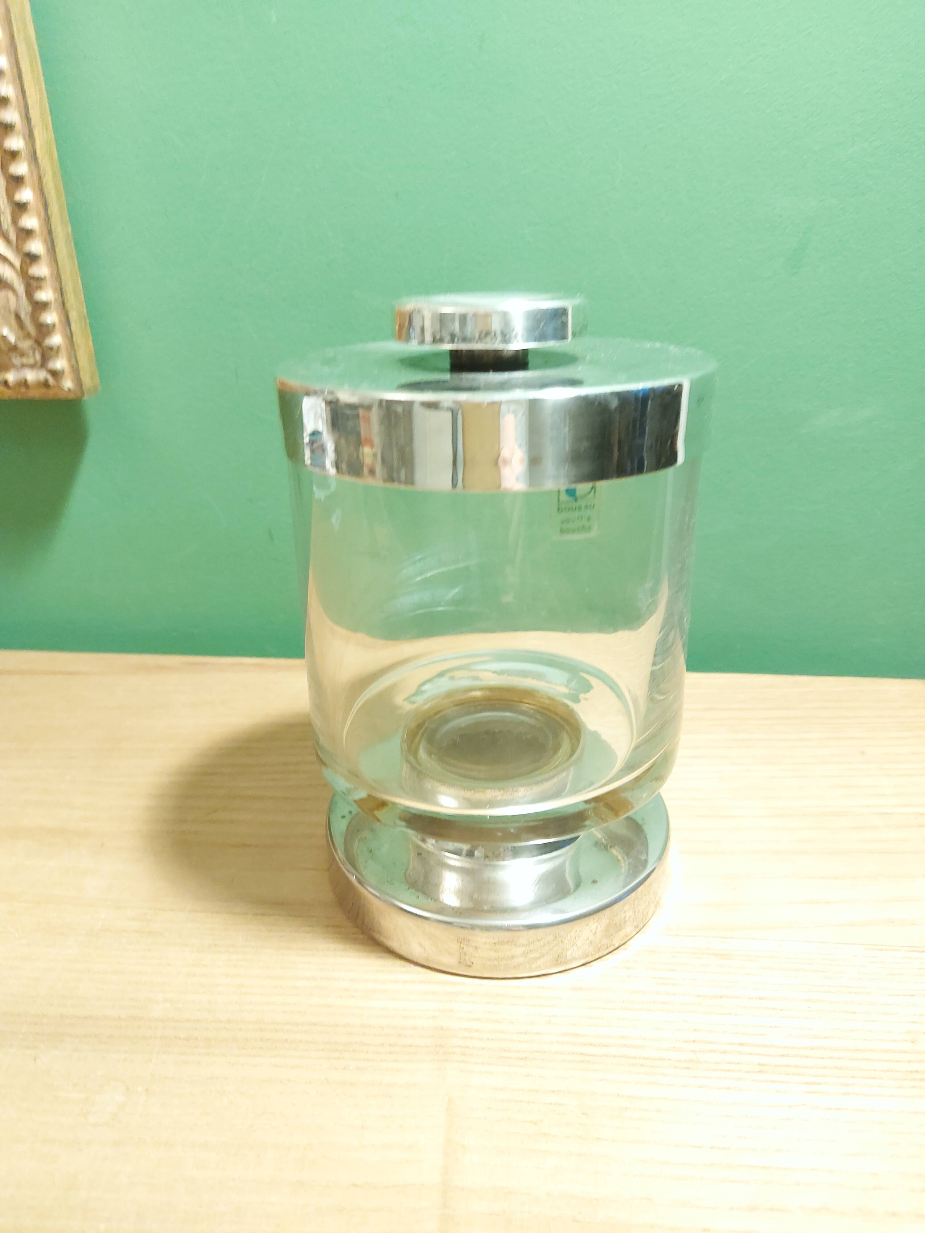 Pot bocal en verre et métla argenté Boussu