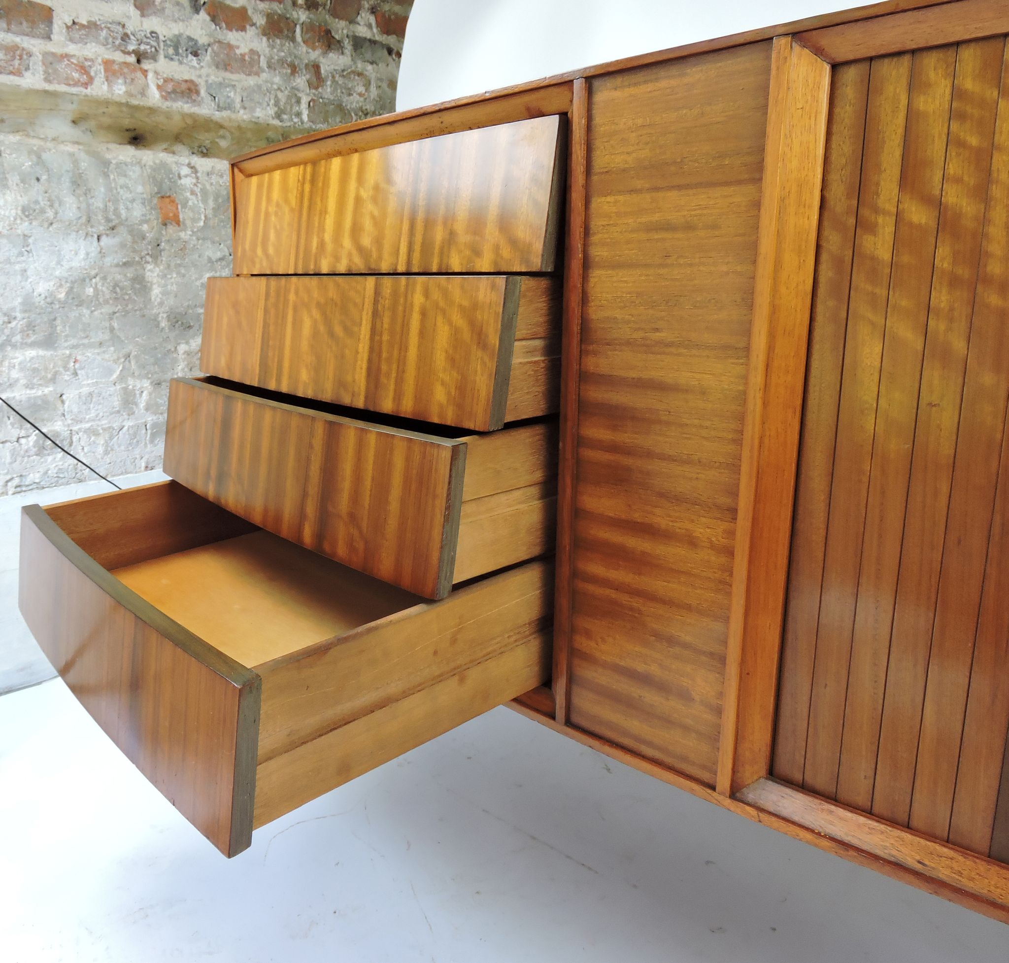 Mid-Century tambour and 4 drawer Afromosia sideboard, 1960s