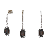 Trio of Unusual Brutalist Late 20th Swedish Pendant Lights