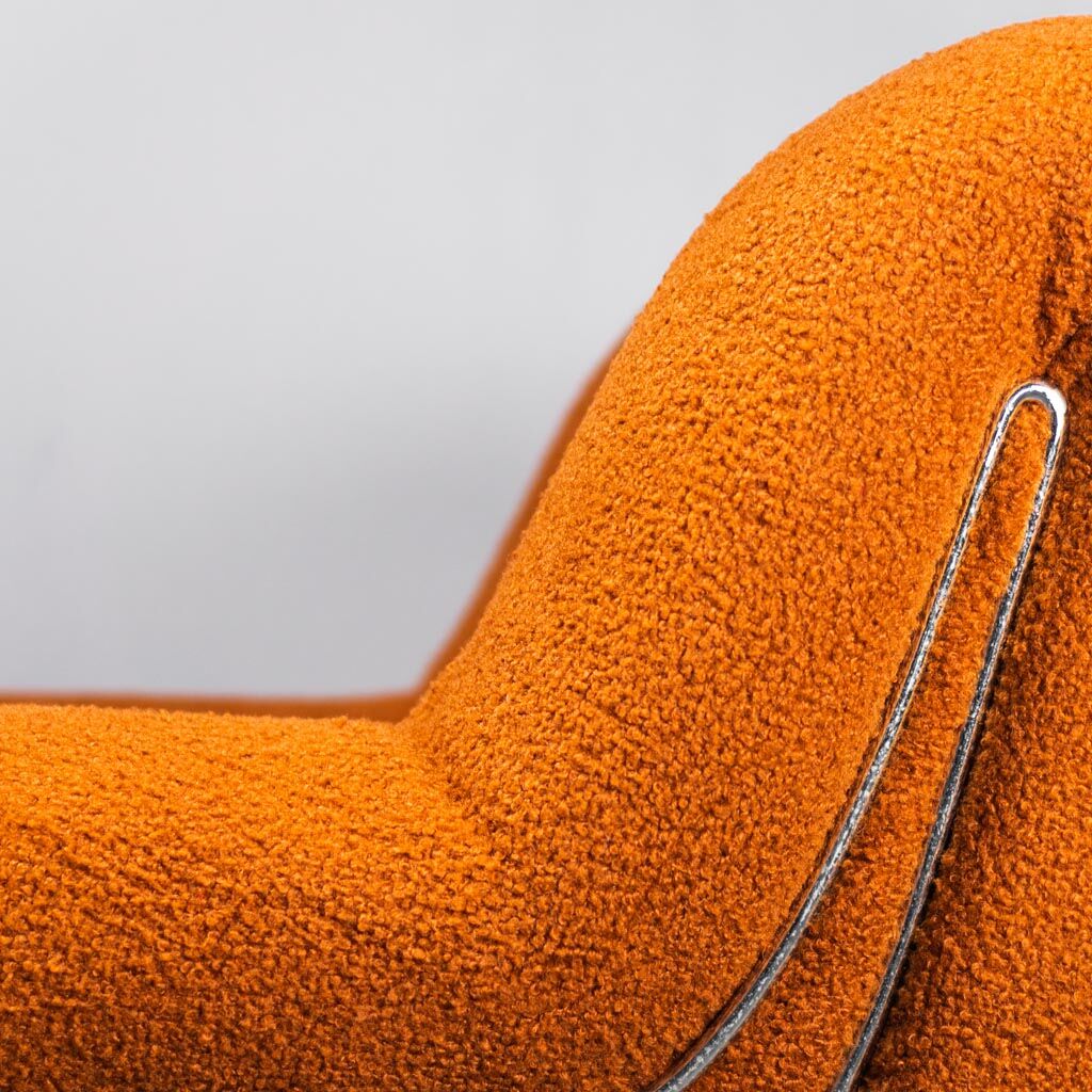 Armchair bouclé tobacco metal 70s Vintage Modern